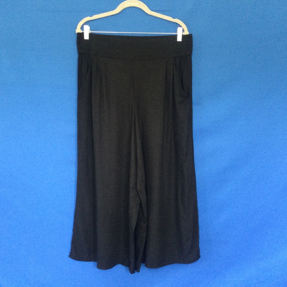 Aritzia Azure Skies Rare Size Large Black Crop Wide-Leg Pants Cullotes